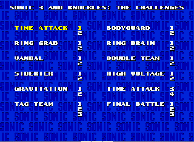 Play <b>Sonic 3 and Knuckles - The Challenges</b> Online